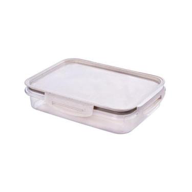 Imagem de Pote Hermético com Travas 1,1L Plasútil Borracha Branco Tampa Modular 