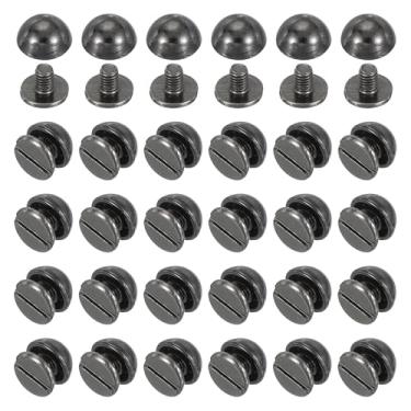 Imagem de PATIKIL Pregos de ponta de cúpula de 9,5 cm, 100 conjuntos de cabeça redonda tipo cogumelo, parafusos de cabeça redonda, rebites para roupas de couro, cintos de artesanato, bolsas de mão, preto