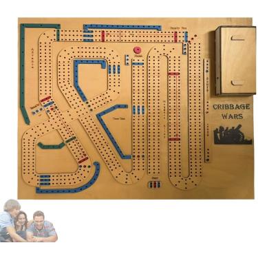 Imagem de Jogo de tabuleiro Cribbage Wars Large Wooden w/ Storage Family Game