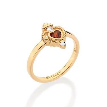 Imagem de Anel rommanel feminino banhado ouro 18k skinny adaga e coração 513571,