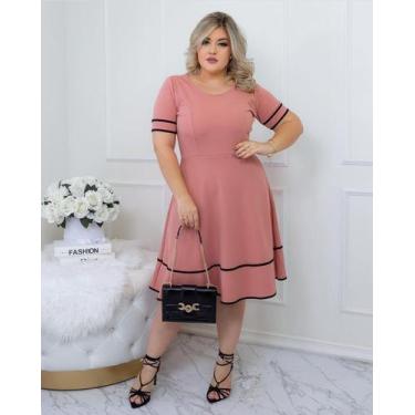 Imagem de Vestido Evangélico Feminino Midi Godê Festa Igreja Barato Oferta Ataca