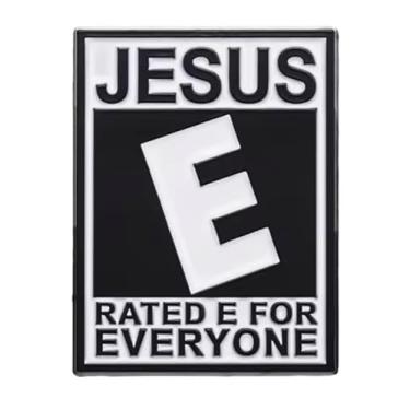 Imagem de Jesus Rated E for Everyone Crucifixo Cruz Cristão Céu Cristão Bíblia Igreja Adoração Orar Católico Deus Salvador Senhor Cristianismo 3 cm Emblema de broche esmaltado, 1.2 Inches, Metal, Esmalte