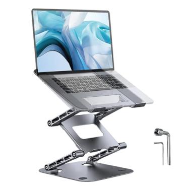 Imagem de LIENS Suporte ajustável para laptop, suporte de metal estável para mesa dobrável, suporte ergonômico para MacBook Air Pro, Dell XPS, HP (10-17,3 polegadas) - cinza