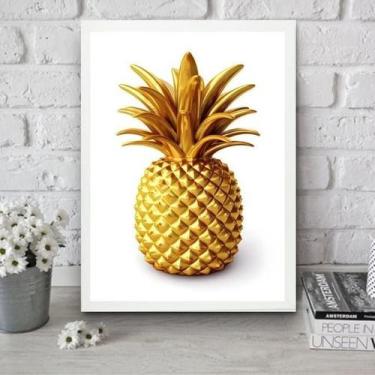 Imagem de Quadro Para Cozinha Abacaxi Dourado 45X34Cm - Quadros On-Line