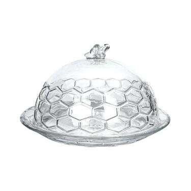 Imagem de Porta Queijo Bee Queijeira Para Mesa Em Vidro C/Tampa 19cm - Hauskraft