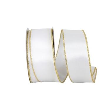 Imagem de Reliant Ribbon Fita metálica com fio acetinado, branco/dourado