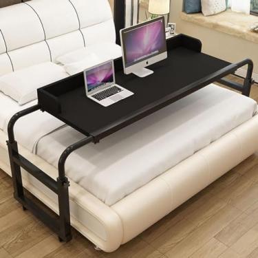 Imagem de Mesa de cama ajustável para cama com rodas e mesa inclinável - Mesa médica com rodinhas para casa e hospital - bandeja de alimentos em pé para estação de trabalho - Mesa de computador