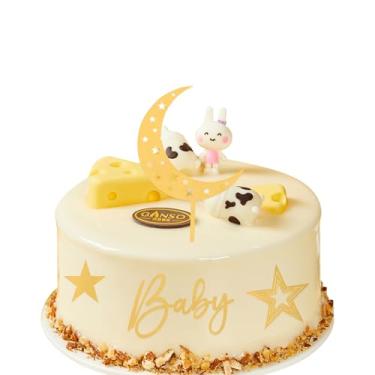 Imagem de Moon Star Cake Toppers, Acrylic Baby Shower Cake Decorations Twinkle Twinkle Little Star Celestial Cake Charms for Over the Moon Baptism Gender Reveal Birthday Party