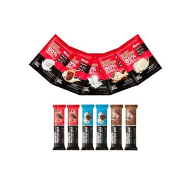 Imagem de Combo - Whey protein concentrado sachê 30g 5un (Natural, Cappuccino, Leite em pó, Sorvete de creme e Doce de leite) e Whey protein Barra 30g 6un (sabores diversos) - Growth (Único, Mista: chocolate (2), morango com chocolate (2) e cookies (2))