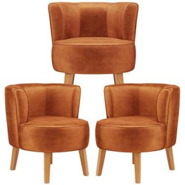 Imagem de Jogo 3 Cadeiras para Recepção Clinica Moderna Tecido Veludo Reforçado 