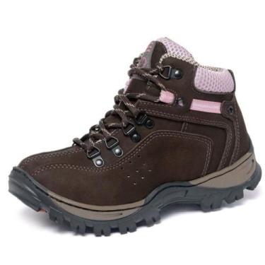 Imagem de Tênis Coturno Feminino Adventure De Couro Com Palmilhas de Gel PU Resi