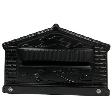 Imagem de Caixa De Correios Pombinho Preta De Grade Grande 20x25x12cm Preto