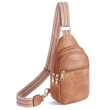 Imagem de Telena Bolsa tiracolo para mulheres, pochete transversal para mulheres, bolsa tiracolo de couro, 0-marrom camelo, One Size