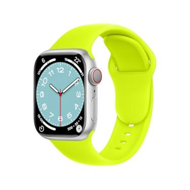 Imagem de DONEGANI Pulseira esportiva feminina C1D Ultra 2 de 49 mm, série 10 de 46 mm, 9, 8, 7, 45 mm e 41 mm, SE 6, 5, 4, 44 mm e 40 mm, 3 2 1 42 mm e 38 mm para homens iWatch, pulseira amarela fluorescente