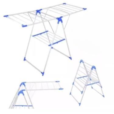 Imagem de Varal de Chão Dobrável e Portátil Roupas 3 andares(Branco)