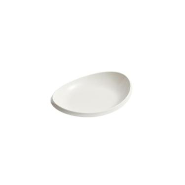 Imagem de Prato de peixe de cerâmica chanfrado para uso doméstico, prato oval branco puro para restaurante de hotel - 28 cm