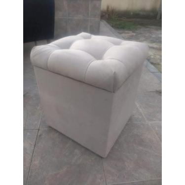 Imagem de Puff Baú De Veludo Acolchoado - Inova estofados, Marfim