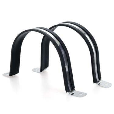 Imagem de Braçadeiras de tubo de aço inoxidável 304 de 48 mm/1,89 pol (10 peças) com almofada de borracha, clipes de conduíte de suporte em U de 2 furos resistentes para HVAC, elétrica, fixação de encanamento