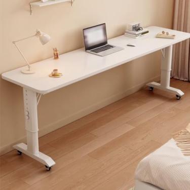 Imagem de Mesa sobreposta com rodas e altura ajustável, mesa de computador para laptop, estudo, trabalho hospitalar médico, mesa multifuncional para sala de estar, quarto