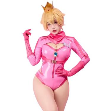 Imagem de Mobbunny Peach Derivative Racing Suit Bodysuit for Women Sexy Cutout Bodycon Outfit Halloween Cosplay Costume with Crown (Pink, x-large)