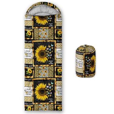 Imagem de Tuzaovy Saco de dormir feminino Sunflower para meninas adolescentes de 3 a 6 anos, saco de dormir para acampamento adulto para crianças de 10 a 12 anos