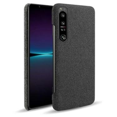 Imagem de Capa para Sony Xperia 1 IV,Capa desenhada em lona,Case Protetora Ultrafina com Empunhadura Macia,Design em Tecido Antichoque e Antiarranhões-Black
