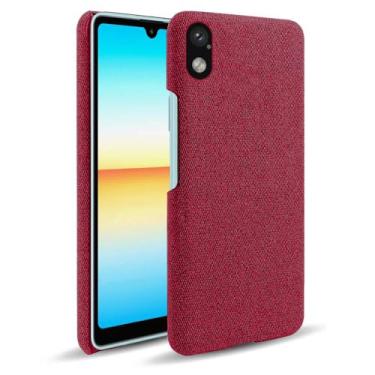 Imagem de Capa para Sony Xperia AEC 3,Capa desenhada em lona,Case Protetora Ultrafina com Empunhadura Macia,Design em Tecido Antichoque e Antiarranhões-Red