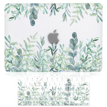 Imagem de iDonzon Capa para MacBook Pro 16 polegadas M3 A2991 M2 A2780 M1 A2485 Pro/Max versão 2023 2022 2021 com Touch ID, efeito 3D fosco transparente transparente e capa de teclado, plantas verdes