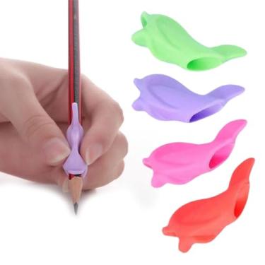 Imagem de Puxa de lápis para caligrafia infantil, garras a lápis | de golfinho de silicone Holding Aid - Presunhas de lápis macios Conjunto de auxílio à caligra