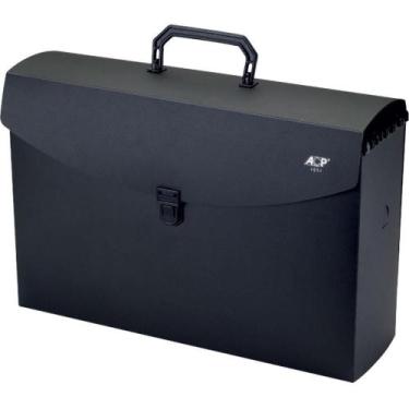 Imagem de Maleta Plástica com ALÇA e 6 Pastas Suspensas KRAFT Preta - ACP