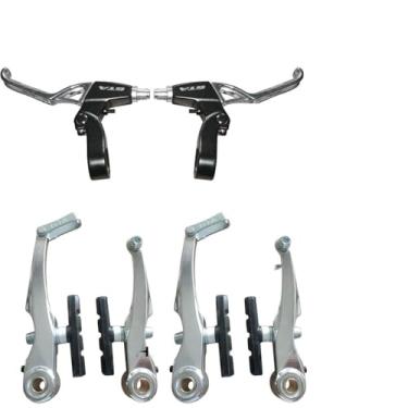 Imagem de Kit Freio V-brake Para Bicicleta Bike Com Manete Alumínio Cabos Completo GTA Cromado