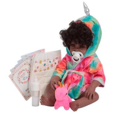 Imagem de Boneca Reborn Bebê Realista Menina Negra Saída de Banho - Cegonha Rebo