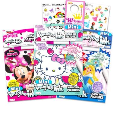Imagem de Conjunto de livros de colorir Imagine Ink para meninas – 3 livros de colorir sem bagunça com Hello Kitty, Minnie Mouse e Princesa com adesivos Lenticulares das Princesas da Disney