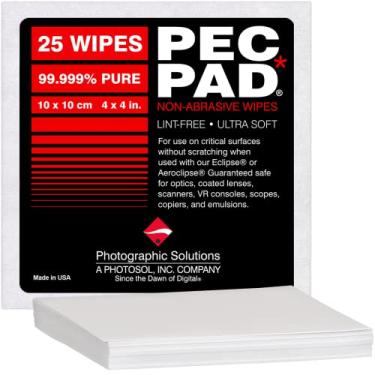 Imagem de PEC-PAD Toalhetes sem fiapos 10 cm x 10 cm Pano ultra macio não abrasivo para limpar superfícies sensíveis como câmera, lente, filtros, filme, scanners, telescópios, microscópios, binóculos. (25