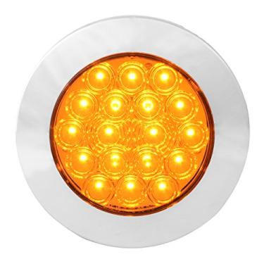 Imagem de Luz LED Grand General 75900 (montagem em flange redonda de 10 cm âmbar 18 com lente âmbar e moldura de torção cromada)