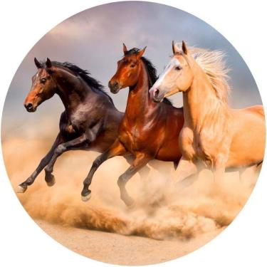 Imagem de Painel Redondo Tecido Sublimado 3D Cavalos Country Frd-5869