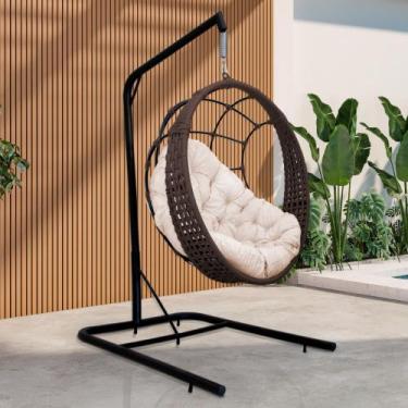 Imagem de Cadeira Balanço Ninho Suspenso em Corda Náutica Luxo com Suporte - Ace
