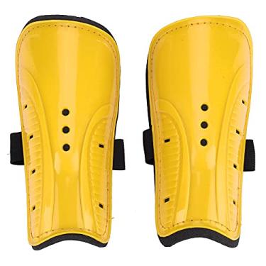 Imagem de 1 par de caneleiras esportivas de futebol infantil adulto bola de futebol protetor de pernas preto (amarelo)