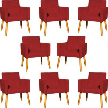 Imagem de Kit 8 Poltronas Nina Para Recepção Suede Cores Pé Palito 30cm Castanho - Suede