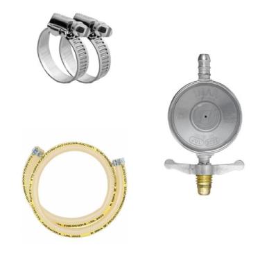 Imagem de Kit C/ Mangueira Gás 1,25M GLP Flexível PVC/Poliester + 2 braçadeiras 