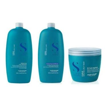 Imagem de Kit Alfaparf Semi di Lino Curls shampoo e condicionador 1L e máscara 5