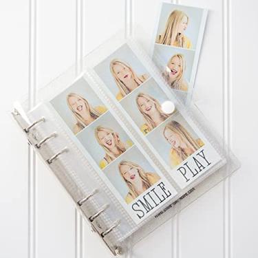 Imagem de SMILE&WAVE Álbum De Cabine Fotos - Caderno Com 6 Argolas E Glitter, Fichário Brilhante 20 Capas 2X6, Acomoda 80 Tiras Deslizantes Para (2X6, Transparente)