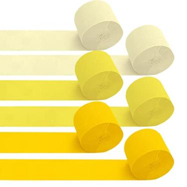 Imagem de SIPRKAICT 6 Rolos De Serpentinas Papel Crepom Para Festas - 24,7 M Comprimento E 4,5 Cm Largura (Amarelo Claro, Bege)