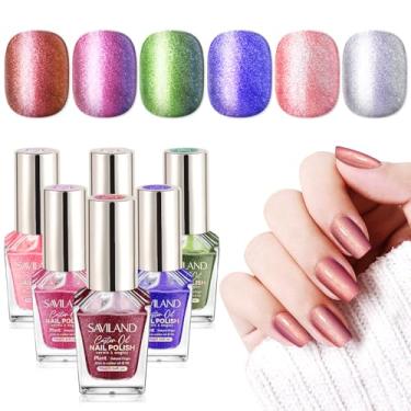 Imagem de SAVILAND Conjunto De Esmaltes Camaleão Color Artistry: 6 Cores Aurora Shimmer Para Unhas Holográficas, Verde, Roxo, Vermelho, Glitter, Secagem Rápida, Kit Manicure Os Pés, Faça Você Mesmo, Salão Bel