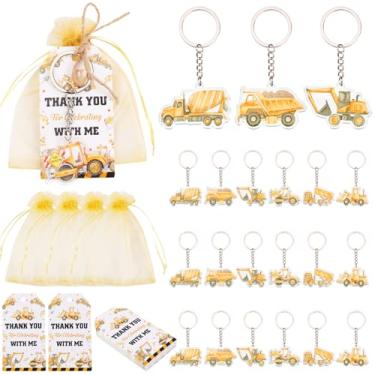 Imagem de Serencatcher Lembrancinha De Festa Com Tema Construção, 72 Chaveiros Caminhão, Obrigado Por Comemorar Comigo, Saco Organza Branca, Suprimentos Para Chá Bebê E Aniversário