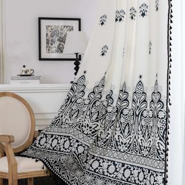 Imagem de Erbnaryx Cortinas florais Boho French Country Farmhouse Cortinas de 250 cm de comprimento com filtro de luz para janela com bolso para varão para sala de estar, 2 painéis