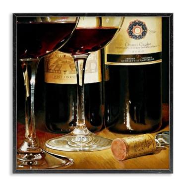 Imagem de Stupell Industries Design de arte giclée emoldurado preto vintage com vista de vinho e cortiça por Stefano Ferreri, 61 x 61 cm