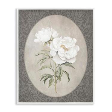 Imagem de Stupell Industries Duo de rosa branca em padrão oval branco emoldurado giclée design de arte por Lettered and Lined, 40 x 50 cm