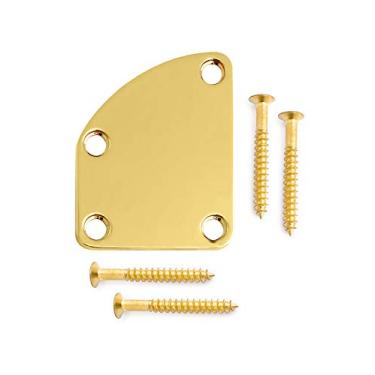 Imagem de Metallor Placa De Braço Guitarra Elétrica Metallor, Corte Curvo, Junta Semi-Redonda, Montagem Traseira Para Baixo Estilo Stratocaster Telecaster, Peças Reposição, 4 Furos Com Parafusos Dourados.