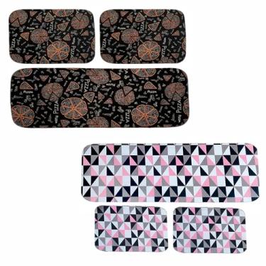 Imagem de Tapete de Cozinha Kit com 2 Jogos com 3 Peças cada Antiderrapante Emborrachado Resistente Toque Macio